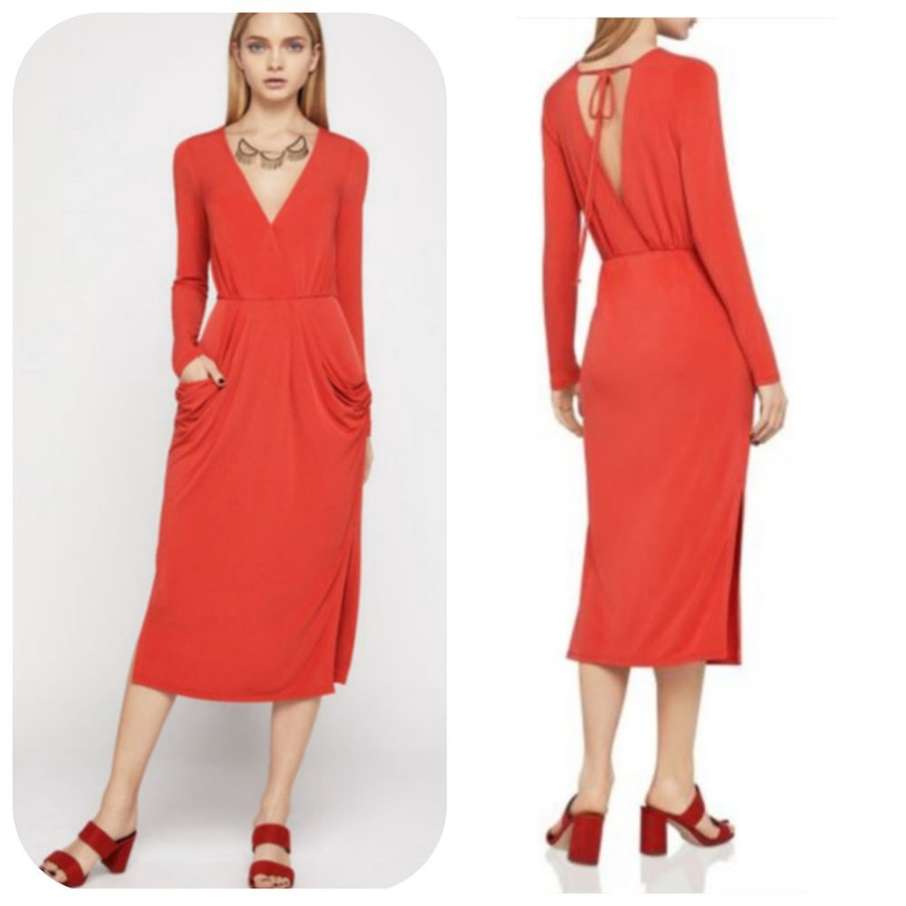 BCBGeneration Long Sleeve Faux-Wrap Sheath Dress
